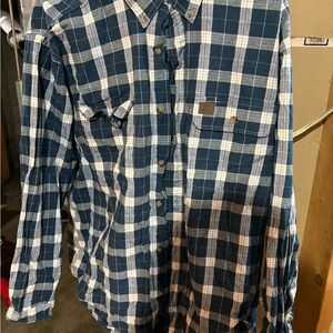 Wrangler Navy and White Plaid Button Down Shirt